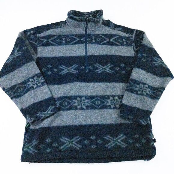 Eddie Bauer Ebtek Fleece Jacket Mens XS 1/4 Zip Pullover Blue Gray Sweater - Picture 1 of 12